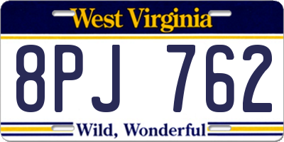 WV license plate 8PJ762
