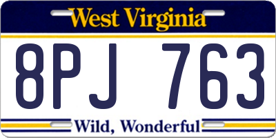 WV license plate 8PJ763