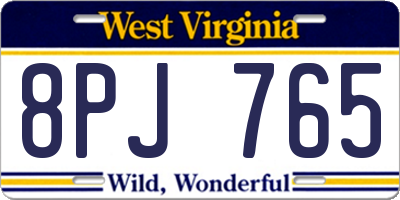 WV license plate 8PJ765