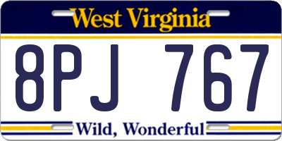 WV license plate 8PJ767