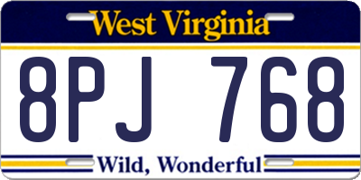 WV license plate 8PJ768