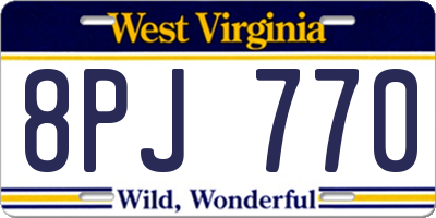 WV license plate 8PJ770