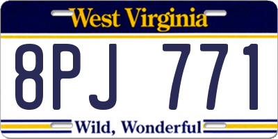WV license plate 8PJ771