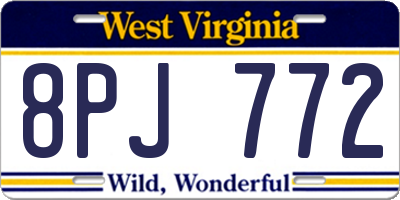 WV license plate 8PJ772