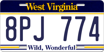 WV license plate 8PJ774