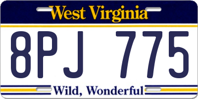 WV license plate 8PJ775