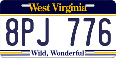WV license plate 8PJ776