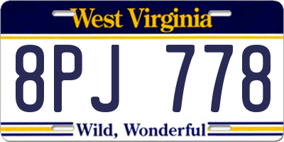 WV license plate 8PJ778