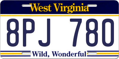 WV license plate 8PJ780