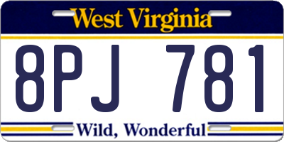 WV license plate 8PJ781