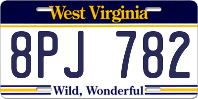 WV license plate 8PJ782
