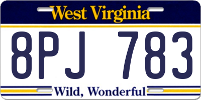 WV license plate 8PJ783