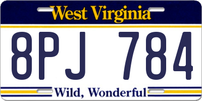 WV license plate 8PJ784