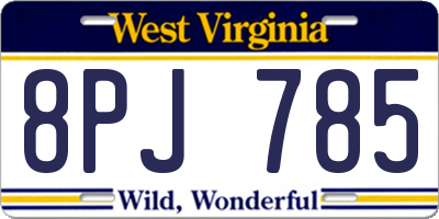 WV license plate 8PJ785
