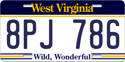 WV license plate 8PJ786