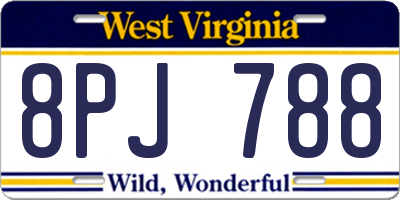 WV license plate 8PJ788