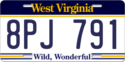 WV license plate 8PJ791