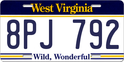 WV license plate 8PJ792