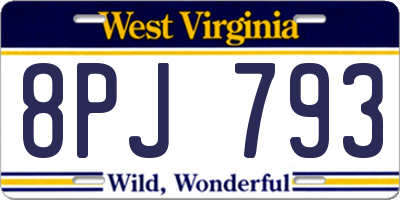 WV license plate 8PJ793