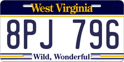 WV license plate 8PJ796