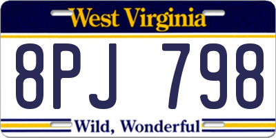 WV license plate 8PJ798