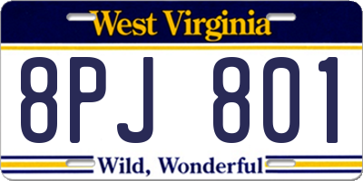 WV license plate 8PJ801
