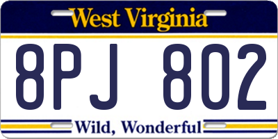 WV license plate 8PJ802