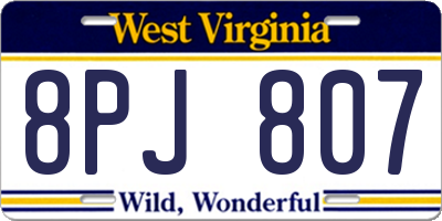 WV license plate 8PJ807