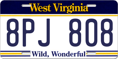 WV license plate 8PJ808