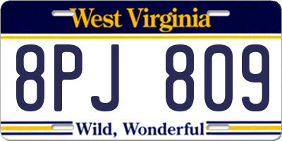 WV license plate 8PJ809