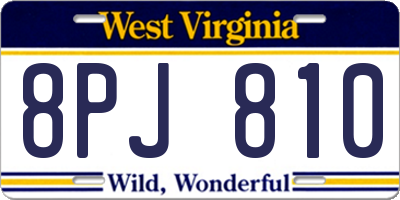WV license plate 8PJ810