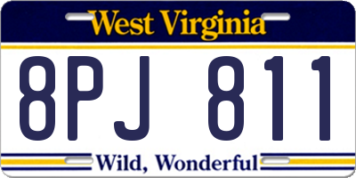 WV license plate 8PJ811