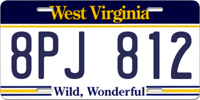 WV license plate 8PJ812