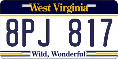 WV license plate 8PJ817