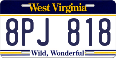 WV license plate 8PJ818