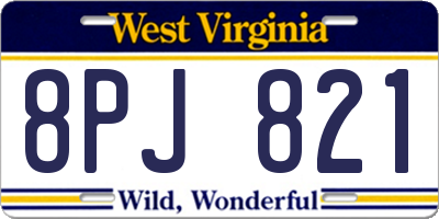 WV license plate 8PJ821