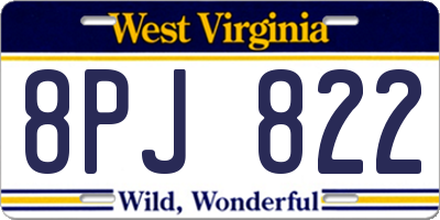 WV license plate 8PJ822