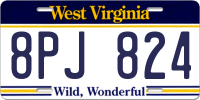 WV license plate 8PJ824