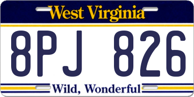 WV license plate 8PJ826