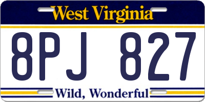 WV license plate 8PJ827