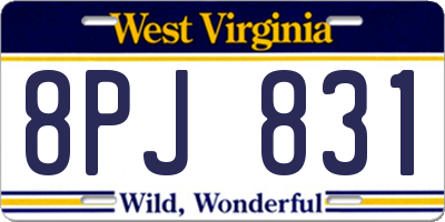 WV license plate 8PJ831