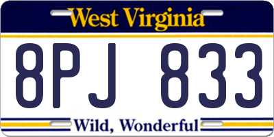 WV license plate 8PJ833