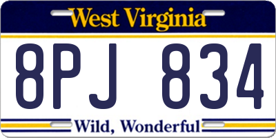 WV license plate 8PJ834