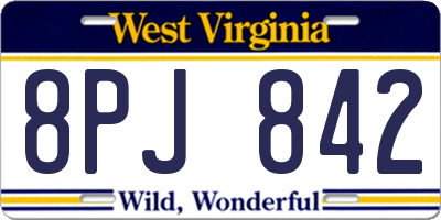WV license plate 8PJ842
