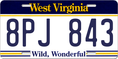 WV license plate 8PJ843