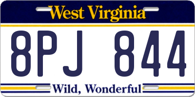 WV license plate 8PJ844