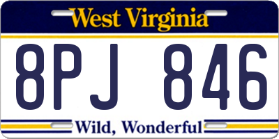 WV license plate 8PJ846