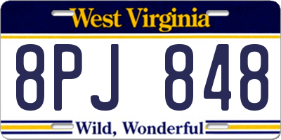 WV license plate 8PJ848