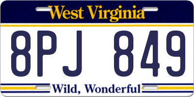 WV license plate 8PJ849