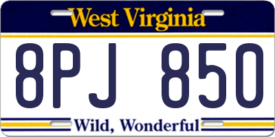 WV license plate 8PJ850